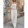imageTrendy Queen Womens 2 Piece Lounge Sets Matching Summer Beach Vacation Outfits 2026 Striped Tube Tops Pants Travel ClothesOatmeal Grey