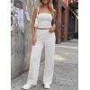 imageTrendy Queen Womens 2 Piece Lounge Sets Matching Summer Beach Vacation Outfits 2026 Striped Tube Tops Pants Travel ClothesOatmeal Grey