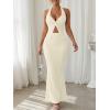 imageTrendy Queen Womens 2 Piece Sets Twist Front Halter Cami Tops and Bodycon Maxi Skirt Summer Going Out Vacation OutfitsApricot