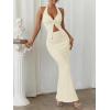 imageTrendy Queen Womens 2 Piece Sets Twist Front Halter Cami Tops and Bodycon Maxi Skirt Summer Going Out Vacation OutfitsApricot