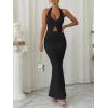 imageTrendy Queen Womens 2 Piece Sets Twist Front Halter Cami Tops and Bodycon Maxi Skirt Summer Going Out Vacation OutfitsBlack