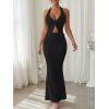 imageTrendy Queen Womens 2 Piece Sets Twist Front Halter Cami Tops and Bodycon Maxi Skirt Summer Going Out Vacation OutfitsBlack