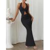 imageTrendy Queen Womens 2 Piece Sets Twist Front Halter Cami Tops and Bodycon Maxi Skirt Summer Going Out Vacation OutfitsBlack