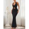 imageTrendy Queen Womens 2 Piece Sets Twist Front Halter Cami Tops and Bodycon Maxi Skirt Summer Going Out Vacation OutfitsBlack