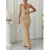 imageTrendy Queen Womens 2 Piece Sets Twist Front Halter Cami Tops and Bodycon Maxi Skirt Summer Going Out Vacation OutfitsKhaki