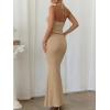 imageTrendy Queen Womens 2 Piece Sets Twist Front Halter Cami Tops and Bodycon Maxi Skirt Summer Going Out Vacation OutfitsKhaki
