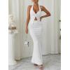 imageTrendy Queen Womens 2 Piece Sets Twist Front Halter Cami Tops and Bodycon Maxi Skirt Summer Going Out Vacation OutfitsWhite