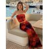 imageTrendy Queen Womens 2 Piece Skirt Sets Summer Outfits 2026 Going Out Bodycon Maxi Skirts Tube Tops Y2k Cute Vacation ClothesOrange Black
