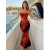 imageTrendy Queen Womens 2 Piece Skirt Sets Summer Outfits 2026 Going Out Bodycon Maxi Skirts Tube Tops Y2k Cute Vacation ClothesOrange Black