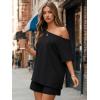 imageTrendy Queen Womens 2 Piece Summer Shorts Set Lounge Matching Two Piece Oversized Beach Vacation Outfits 2026 SweatsuitsBlack