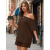 imageTrendy Queen Womens 2 Piece Summer Shorts Set Lounge Matching Two Piece Oversized Beach Vacation Outfits 2026 SweatsuitsBrown