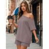 imageTrendy Queen Womens 2 Piece Summer Shorts Set Lounge Matching Two Piece Oversized Beach Vacation Outfits 2026 SweatsuitsRose Taupe