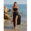imageTrendy Queen Womens Ruched Halter Crop Top and Bodycon Long Skirt 2 Piece Set for Going Out Summer Vacation Outfit 2026Black