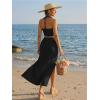 imageTrendy Queen Womens Ruched Halter Crop Top and Bodycon Long Skirt 2 Piece Set for Going Out Summer Vacation Outfit 2026Black