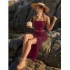 imageTrendy Queen Womens Ruched Halter Crop Top and Bodycon Long Skirt 2 Piece Set for Going Out Summer Vacation Outfit 2026Burgundy