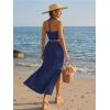 imageTrendy Queen Womens Ruched Halter Crop Top and Bodycon Long Skirt 2 Piece Set for Going Out Summer Vacation Outfit 2026Navy