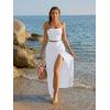 imageTrendy Queen Womens Ruched Halter Crop Top and Bodycon Long Skirt 2 Piece Set for Going Out Summer Vacation Outfit 2026White