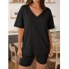 imageTrendy Queen Womens Two Piece Lounge Sets Spring Outfits 2026 Summer Fashion Vacation Tops Shorts Matching TracksuitsBlack
