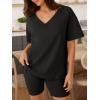 imageTrendy Queen Womens Two Piece Lounge Sets Spring Outfits 2026 Summer Fashion Vacation Tops Shorts Matching TracksuitsBlack