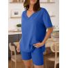 imageTrendy Queen Womens Two Piece Lounge Sets Spring Outfits 2026 Summer Fashion Vacation Tops Shorts Matching TracksuitsBlue