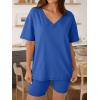 imageTrendy Queen Womens Two Piece Lounge Sets Spring Outfits 2026 Summer Fashion Vacation Tops Shorts Matching TracksuitsBlue