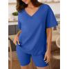 imageTrendy Queen Womens Two Piece Lounge Sets Spring Outfits 2026 Summer Fashion Vacation Tops Shorts Matching TracksuitsBlue