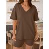 imageTrendy Queen Womens Two Piece Lounge Sets Spring Outfits 2026 Summer Fashion Vacation Tops Shorts Matching TracksuitsBrown