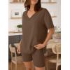 imageTrendy Queen Womens Two Piece Lounge Sets Spring Outfits 2026 Summer Fashion Vacation Tops Shorts Matching TracksuitsBrown