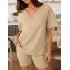 imageTrendy Queen Womens Two Piece Lounge Sets Spring Outfits 2026 Summer Fashion Vacation Tops Shorts Matching TracksuitsKhaki