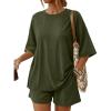 imageTrendy Queen 2 Piece Summer Set Oversized Top amp Loose Fit Shorts with PocketsArmy Green