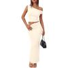 imageTrendy Queen Skirt Sets Women 2 Piece Going Out Dressy Outfits 2026 Summer Sexy Maxi Bodycon Dress Off The Shoulder Crop TopsApricot