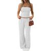 imageTrendy Queen Womens 2 Piece Lounge Sets Matching Summer Beach Vacation Outfits 2026 Striped Tube Tops Pants Travel ClothesOatmeal Grey