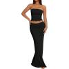 imageTrendy Queen Womens 2 Piece Skirt Sets Summer Outfits 2026 Going Out Bodycon Maxi Skirts Tube Tops Y2k Cute Vacation ClothesBlack