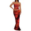 imageTrendy Queen Womens 2 Piece Skirt Sets Summer Outfits 2026 Going Out Bodycon Maxi Skirts Tube Tops Y2k Cute Vacation ClothesOrange Black