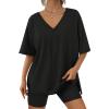 imageTrendy Queen Womens Two Piece Lounge Sets Spring Outfits 2026 Summer Fashion Vacation Tops Shorts Matching TracksuitsBlack