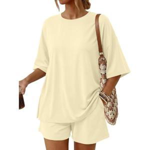 imageTrendy Queen 2 Piece Summer Set Oversized Top amp Loose Fit Shorts with PocketsButter Yellow
