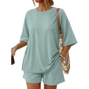 imageTrendy Queen 2 Piece Summer Set Oversized Top amp Loose Fit Shorts with PocketsSage
