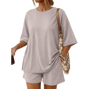 imageTrendy Queen 2 Piece Summer Set Oversized Top amp Loose Fit Shorts with PocketsSmoke