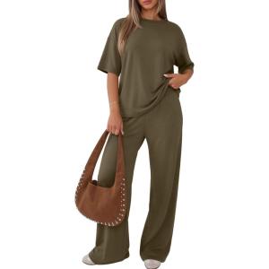 imageTrendy Queen Women 2 Piece Matching Summer Lounge Sets Clothing 2026 Short Sleeve Shirts amp Pants Travel OutfitArmy
