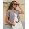 imageTrendy Queen Cropped Short Sleeve Cardigan Sweaters for Women Summer Lightweight Spring Outfits Y2k Fashion Clothes 2026Camel
