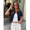 imageTrendy Queen Cropped Short Sleeve Cardigan Sweaters for Women Summer Lightweight Spring Outfits Y2k Fashion Clothes 2026Navy Blue
