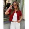 imageTrendy Queen Cropped Short Sleeve Cardigan Sweaters for Women Summer Lightweight Spring Outfits Y2k Fashion Clothes 2026Red