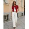 imageTrendy Queen Cropped Short Sleeve Cardigan Sweaters for Women Summer Lightweight Spring Outfits Y2k Fashion Clothes 2026Red