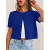 imageTrendy Queen Cropped Short Sleeve Cardigan Sweaters for Women Summer Lightweight Spring Outfits Y2k Fashion Clothes 2026Royal Blue