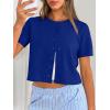 imageTrendy Queen Cropped Short Sleeve Cardigan Sweaters for Women Summer Lightweight Spring Outfits Y2k Fashion Clothes 2026Royal Blue