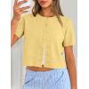 imageTrendy Queen Cropped Short Sleeve Cardigan Sweaters for Women Summer Lightweight Spring Outfits Y2k Fashion Clothes 2026Yellow