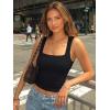 imageTrendy Queen Double Lined Square Neck Crop Top Women Teen Girls ButterySoft Sleeveless Basic Aesthetic Going Out Tank TopBlack