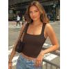 imageTrendy Queen Double Lined Square Neck Crop Top Women Teen Girls ButterySoft Sleeveless Basic Aesthetic Going Out Tank TopChocolate