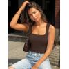 imageTrendy Queen Double Lined Square Neck Crop Top Women Teen Girls ButterySoft Sleeveless Basic Aesthetic Going Out Tank TopChocolate