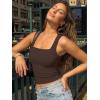 imageTrendy Queen Double Lined Square Neck Crop Top Women Teen Girls ButterySoft Sleeveless Basic Aesthetic Going Out Tank TopChocolate